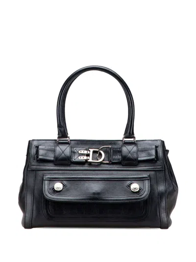Pre-owned Dior 2006 Leather Flight Handbag In Black