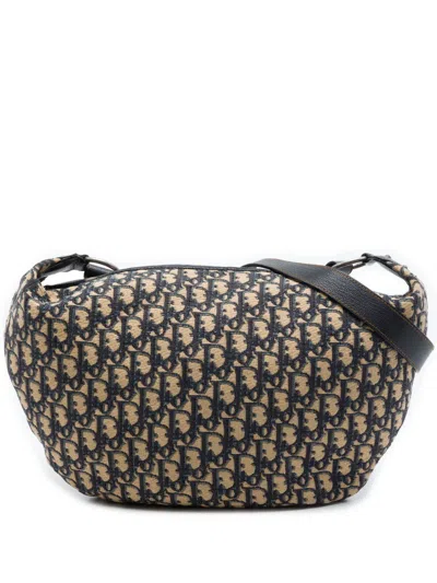 Pre-owned Dior 2006 Oblique Canvas Crossbody Bag In Blue