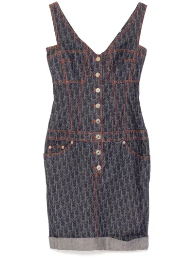 Pre-owned Dior 2006 Sleeveless Denim Dress In Blue