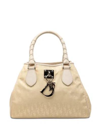 Pre-owned Dior 2006 Small Issimo Trotter Canvas Lovely Charm Tote Bag In Brown