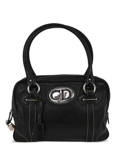 Pre-owned Dior 2006 Top-handle Leather Tote Bag In Black