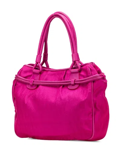Pre-owned Dior 2007 Issimo Trotter Canvas Bow Tote Bag In Pink