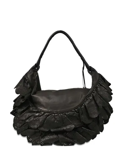 Pre-owned Dior 2007 Gipsy Ruffle Laser-cut Handbag In Black