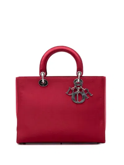 Pre-owned Dior 2007 Large Satin Lady  Satchel In Red
