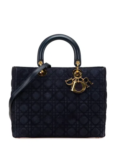 Pre-owned Dior 2007 Large Suede Cannage Lady  Satchel