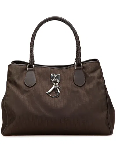Pre-owned Dior 2007 Medium Issimo Trotter Nylon Lovely Tote Bag In Brown