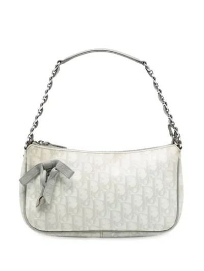 Pre-owned Dior 2007 Oblique Coated Canvas Romantique Shoulder Bag In White