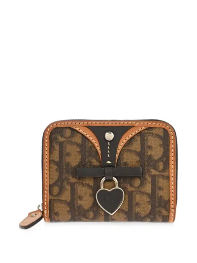 Pre-owned Dior 2007 Romantic Heart-pendant Wallet In Brown