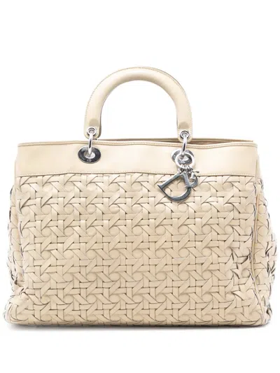 Pre-owned Dior 2007 Woven Lambskin Lady  Avenue Tote Satchel In Brown