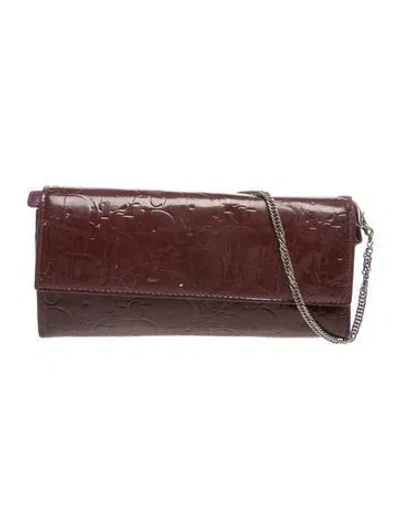 Pre-owned Dior 2008 Continental Wallet Wristlet In Burgundy