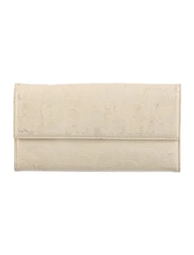 Pre-owned Dior 2008 Issimo Pattern Continental Wallet In Neutral