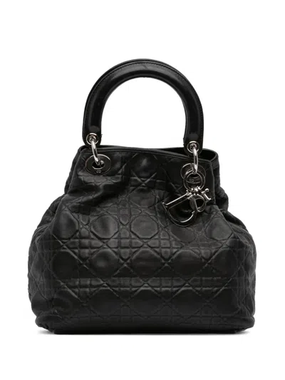 Pre-owned Dior 2008 Lambskin Cannage Soft Lady  Tote Bag In Black