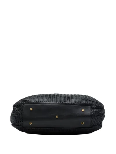 Pre-owned Dior 2008 Large Woven Lambskin Lady  Soft Shopping Tote Bag In Black