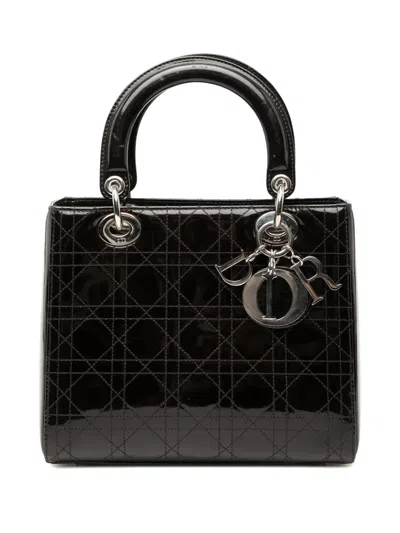 Pre-owned Dior 2008 Medium Patent Cannage Stitched Lady  Satchel In Purple