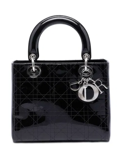 Pre-owned Dior 2008 Medium Patent Cannage Stitched Lady  Satchel In Purple