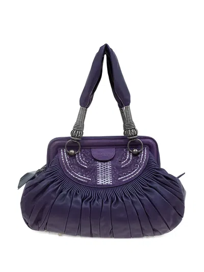 Pre-owned Dior 2008 Pleated Plisse Leather Tote Bag