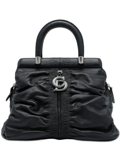 Pre-owned Dior 2008 Small Lambskin Karenina Frame Bag Tote Bag In Black