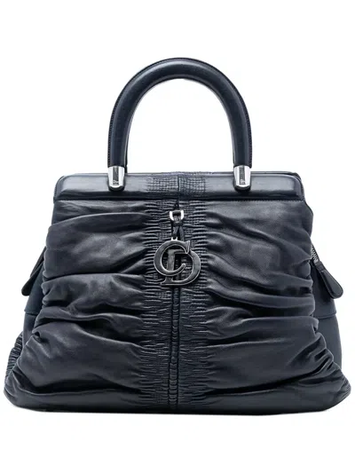 Pre-owned Dior 2008 Small Lambskin Karenina Frame Bag Tote Bag In Blue