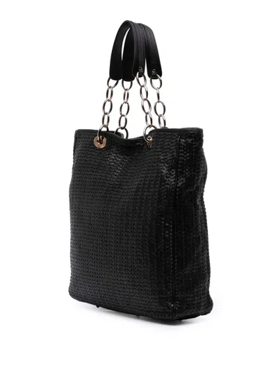 Pre-owned Dior 2008 Woven Lambskin Lady  Soft Shopping Tote Bag In Black