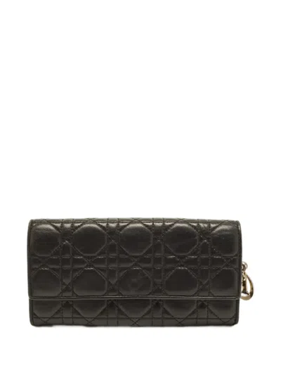 Pre-owned Dior 2009 Cannage-effect Wallet In Black