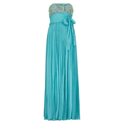 Pre-owned Dior 2009 Christian  By John Galliano Runway Turquoise Chiffon Dress In Blue