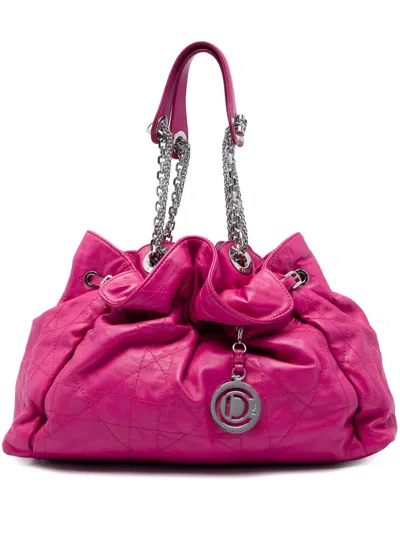 Pre-owned Dior 2009 Lambskin Cannage Le Trente Tote Bag In Pink