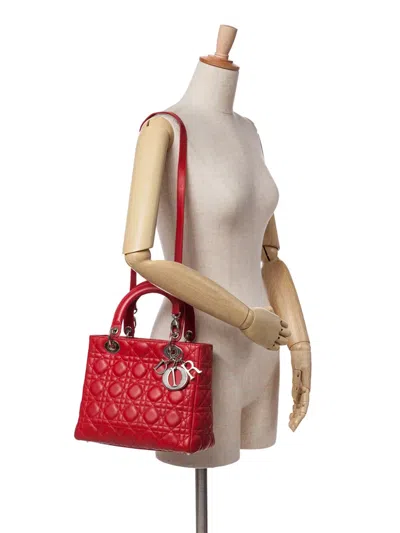 Pre-owned Dior 2009 Medium Lambskin Cannage Lady  Satchel