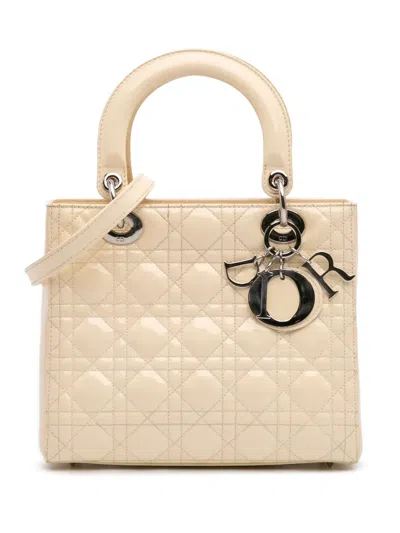Pre-owned Dior 2009 Medium Patent Cannage Lady  Satchel In Brown