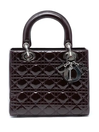 Pre-owned Dior 2009 Medium Patent Cannage Lady  Satchel In Purple