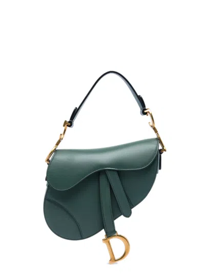 Pre-owned Dior 2009 Mini Smooth Calfskin Saddle Bag Satchel In Green