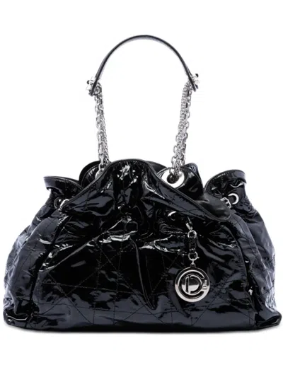 Pre-owned Dior 2009 Patent Cannage Le Trente Tote Bag In Black