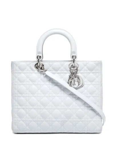 Pre-owned Dior 2010-2015s Large Lady  Cannage Tote Bag In White