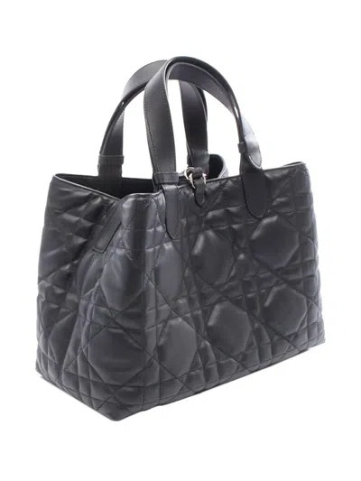 Pre-owned Dior 2010-2025 Medium Calfskin Macrocannage Toujours Bag Tote Bag In Black