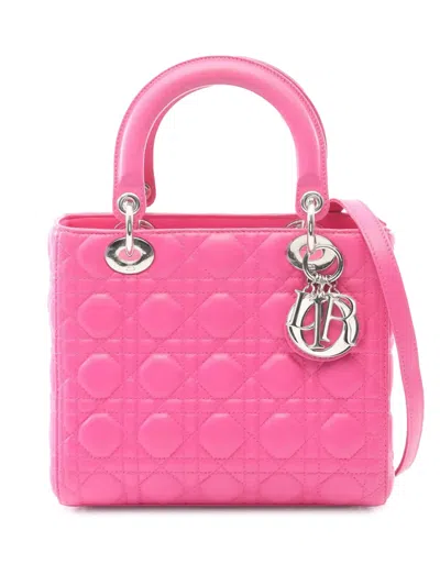 Pre-owned Dior 2010-2025 Medium Cannage Lady  Satchel In Pink