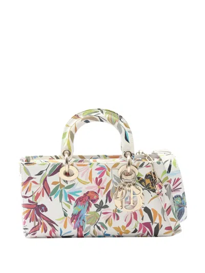 Pre-owned Dior 2010-2025 Medium Cannage Printed Lady D-joy Handbag In White