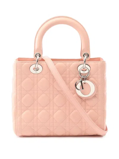 Pre-owned Dior 2010-2025 Medium Lambskin Cannage Lady  Satchel In Pink