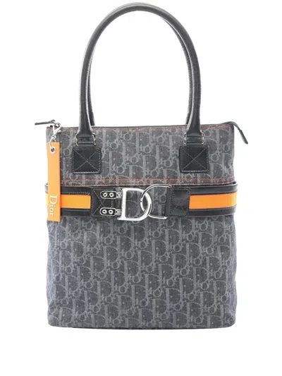 Pre-owned Dior 2010-2025 Oblique Flightline Trotter Tote Bag In Blue