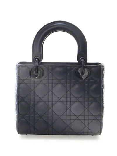 Pre-owned Dior 2010-2025 Small Lambskin Cannage My Abc Lady  Satchel In Gray