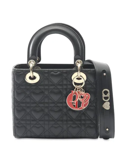 Pre-owned Dior 2010-2025 Small Lambskin Cannage Myabc Lady  Handbag In Black