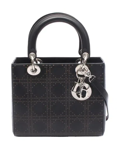 Pre-owned Dior 2010-2026 Medium Perforated Lady  Satchel In Black