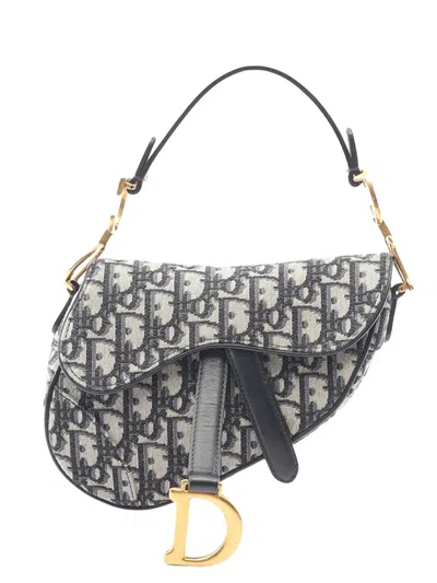 Pre-owned Dior 2010-2026 Mini Oblique Canvas Saddle Bag Satchel In Brown