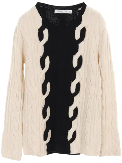 Pre-owned Dior 2010 Cable-knit Jumper In Neutrals