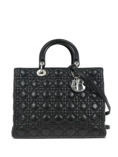 Pre-owned Dior 2010 Cannage 2way Tote Bag In Black