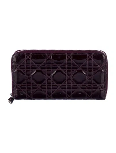 Pre-owned Dior 2010 Cannage Pattern Continental Wallet In Purple