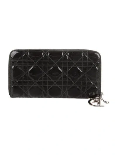 Pre-owned Dior 2010 Cannage Pattern Wallet In Black