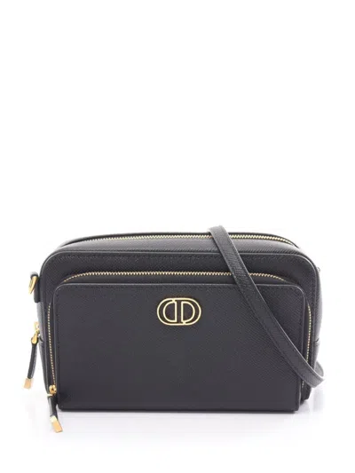Pre-owned Dior 2010 Caro Double Pouch Shoulder Bag In Black