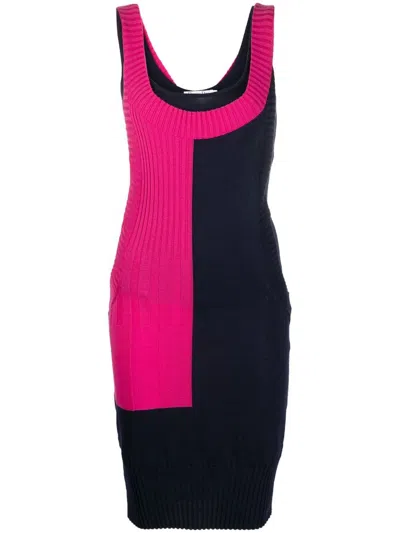 Pre-owned Dior 2010  Colour-block Knitted Dress In Blue