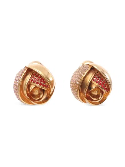 Pre-owned Dior 2010 Gp Rhinestone Earrings