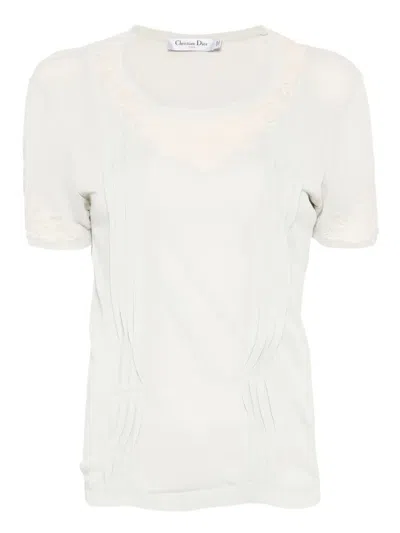 Pre-owned Dior 2010's Lace-detail Top In Gray
