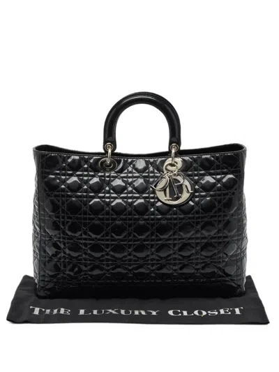 Dior 2010 Large Lady  Cannage Tote Bag In Black